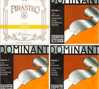 JSI Special 4/4 Violin String Set: Gold Label Loop-End E & Dominant A, D, and G Strings –
