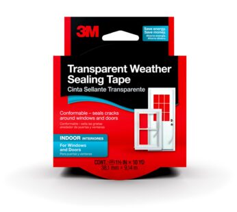 3M Transparent Weather Sealing Tape, 1.5″ in x 30′ ft, For Interior Windows and Doors, Moi