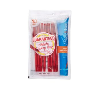 Paper Mate Write Bros Ballpoint Pens, Medium Point (1.0mm), Red, 10 Count