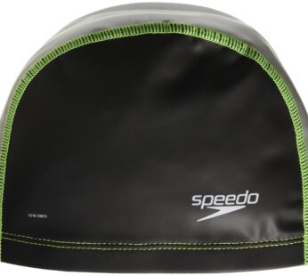 Speedo unisex-adult Swim Cap Stretch Fit,Black/Silver,Large/X-Large