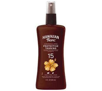 Hawaiian Tropic Protective Tanning Oil Spray Sunscreen SPF 15, 8oz | Tanning Sunscreen, Ta