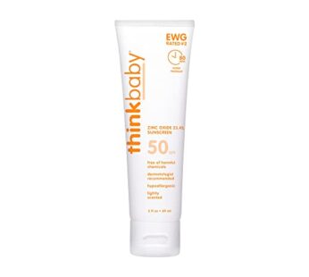 Thinkbaby SPF 50+ Baby Mineral Sunscreen Safe, Natural Sunblock for Babies – Water Resis