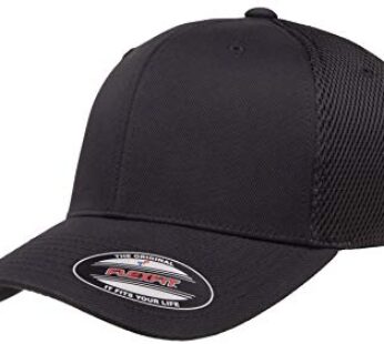 Flexfit Unisex Ultrafibre Airmesh Fitted Trucker Hat, Black, Large-X-Large