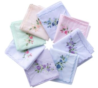 La closure Vintage Floral Cotton Embroidered Ladies Handkerchiefs 3PCS