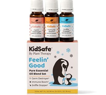 Plant Therapy KidSafe Feelin’ Good Essential Oil Blend Set, Includes: Germ Destroyer, Immu
