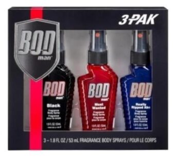 Bod Man Body Spray Pack of 3 Styles, Black – Most Wanted – Really Ripped Abs