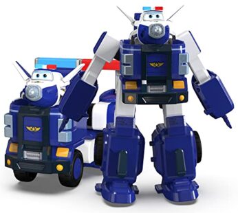 Super Wings 7″ Paul’s Police Cruiser with 2″ Transform-a-Bot Paul Mini Figure, Transformin