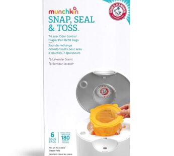 Munchkin Arm & Hammer Diaper Pail Snap, Seal and Toss Refill Bags, 6 Count