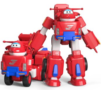 Super Wings Jett 7″ Tall Superwings Jett Robot Suit and 2 Scale Transforming Jett Mini Fi