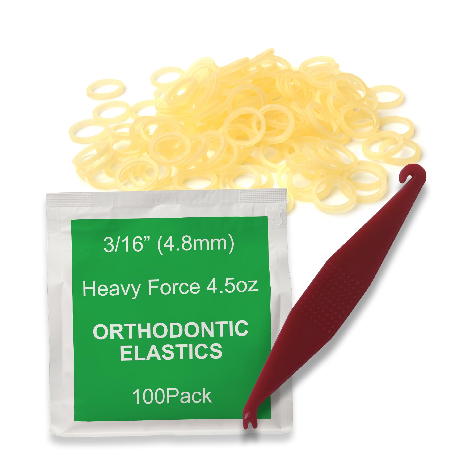 100 Pcs Natural Orthodontic Elastic Dental Rubber Bands for Braces, 4.5 Ounce Heavy, Dread - Image 2