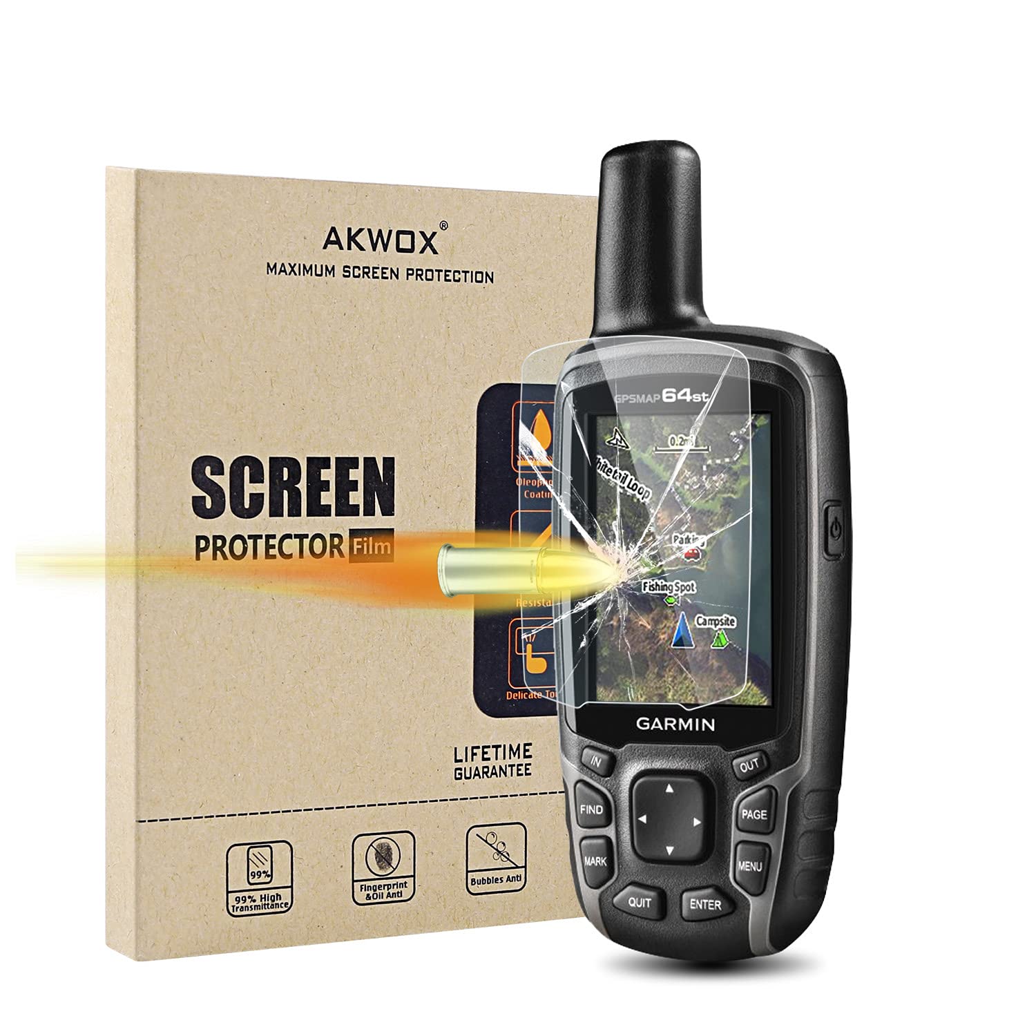 (Pack of 4) Tempered Glass Screen Protector for Garmin GPSMAP 62 64 64s 64st, Akwox 0.3mm - Image 2