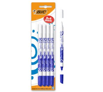 Bic Ink Eater Permanent Eraser Pens – Pack of 8 + 4 (11 Total) Distinctive Blue And White