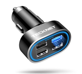 TECKNET USB Car Charger 54W 4-Port Car Phone Charger Adapter QC 3.0 Port Cigarette Lighter