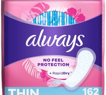 Always Thin Daily Panty Liners For Women, Light Absorbency, Unscented, 162 Count (Packagin