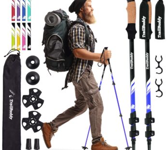 TrailBuddy Lightweight Trekking Poles – 2-pc Pack Adjustable Hiking or Walking Sticks – St
