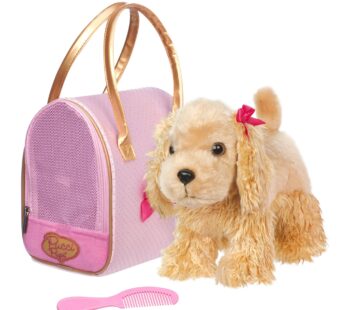 Pucci Pups by Battat Cocker Spaniel Stuffed Puppy with Pink and Gold Dotted Stuffed Anim