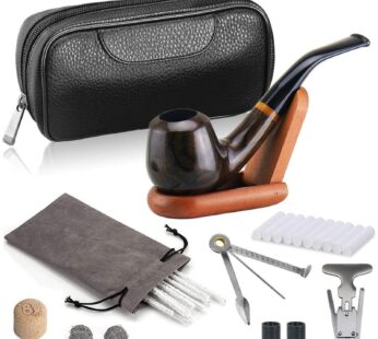 Joyoldelf Smoking Pipe, Luxury Tobacco Pipe with Leather Tobacco Pipe Pouch, Deepened & Wi
