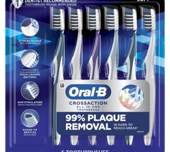 Oral-B CrossAction All In One Soft Toothbrushes, Deep Plaque Removal, 6 Count