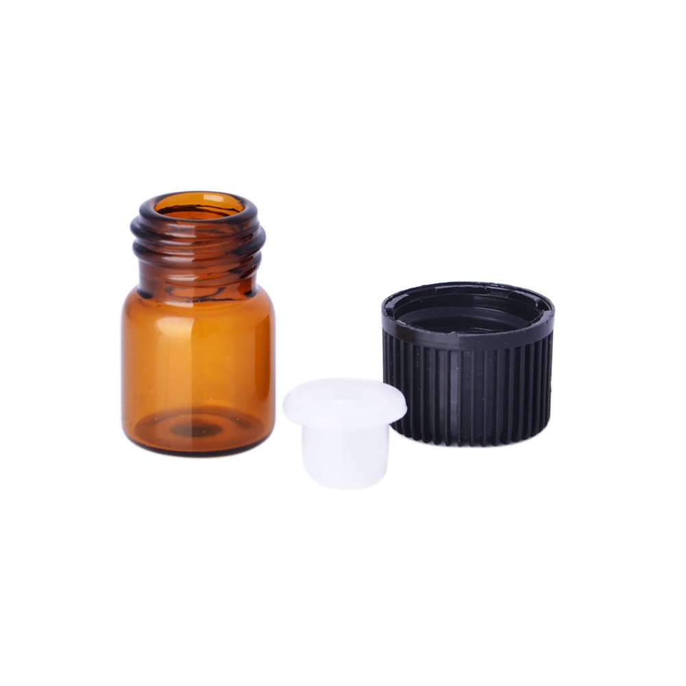 Enslz Mini Essential Oil Bottles Empty Sample bottle 1ml(1/4 dram) 2ml (5/8 dram) Amber Gl - Image 5