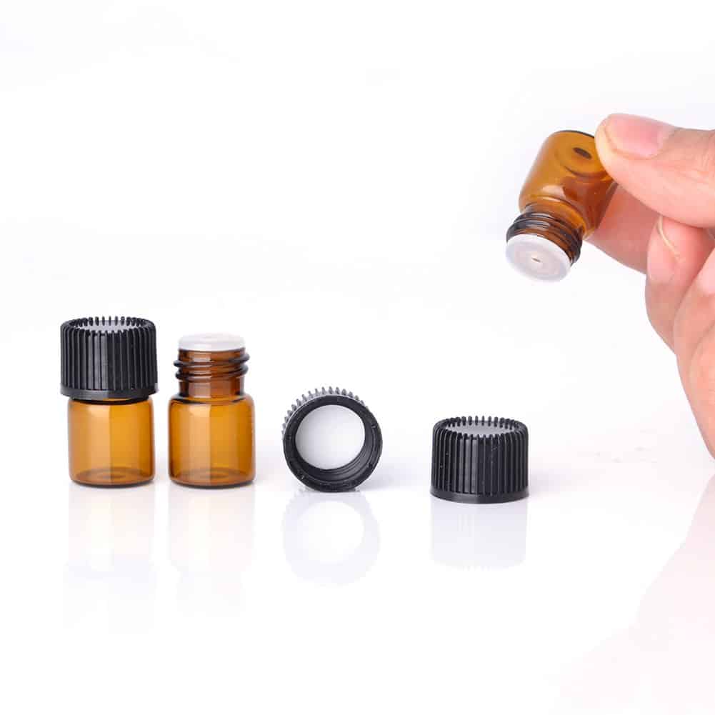 Enslz Mini Essential Oil Bottles Empty Sample bottle 1ml(1/4 dram) 2ml (5/8 dram) Amber Gl - Image 4