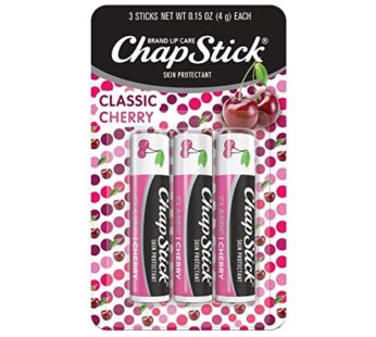 ChapStick Classic Skin Protectant Flavored Lip Balm Tube, Cherry Flavor, 0.15 Ounce (Pack