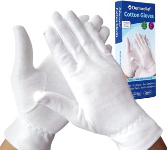 Dermrelief Cotton Gloves – for Beauty, Dry Hands, Eczema, Dermatitis and Psoriasis (Medium