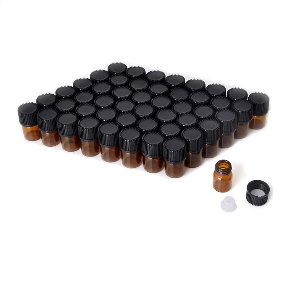 Enslz Mini Essential Oil Bottles Empty Sample bottle 1ml(1/4 dram) 2ml (5/8 dram) Amber Gl