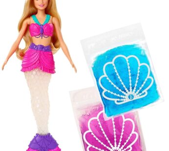 Barbie Dreamtopia Slime Mermaid Doll with 2 Slime Packets, Removable Tail and Tiara, Makes