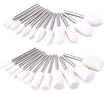 AUSTOR 24 Pieces Wool Felt Mounted Mandrel Set 2 Shaped and 6 Sizes Polishing Buffing Whee
