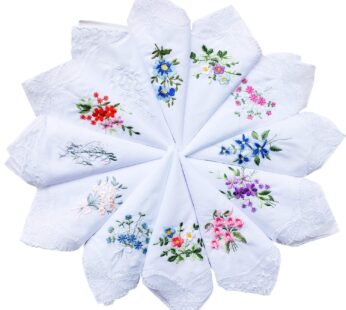 Cotton Embroidered Ladies Lace Handkerchiefs Pack