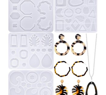 Patelai 4 Pieces Resin Jewelry Earring Silicone Molds Women Epoxy Mold for Jewelry Making