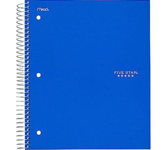 Five Star Spiral Notebook, 1-Subject, 100 College-Ruled Sheets, 11 x 8.5 Inch Sheet Size,