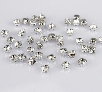 LolliBeads (TM) 100 Pcs Crystal Ringed Sew on Rhinestone Czech Glass with Silver Plated Br