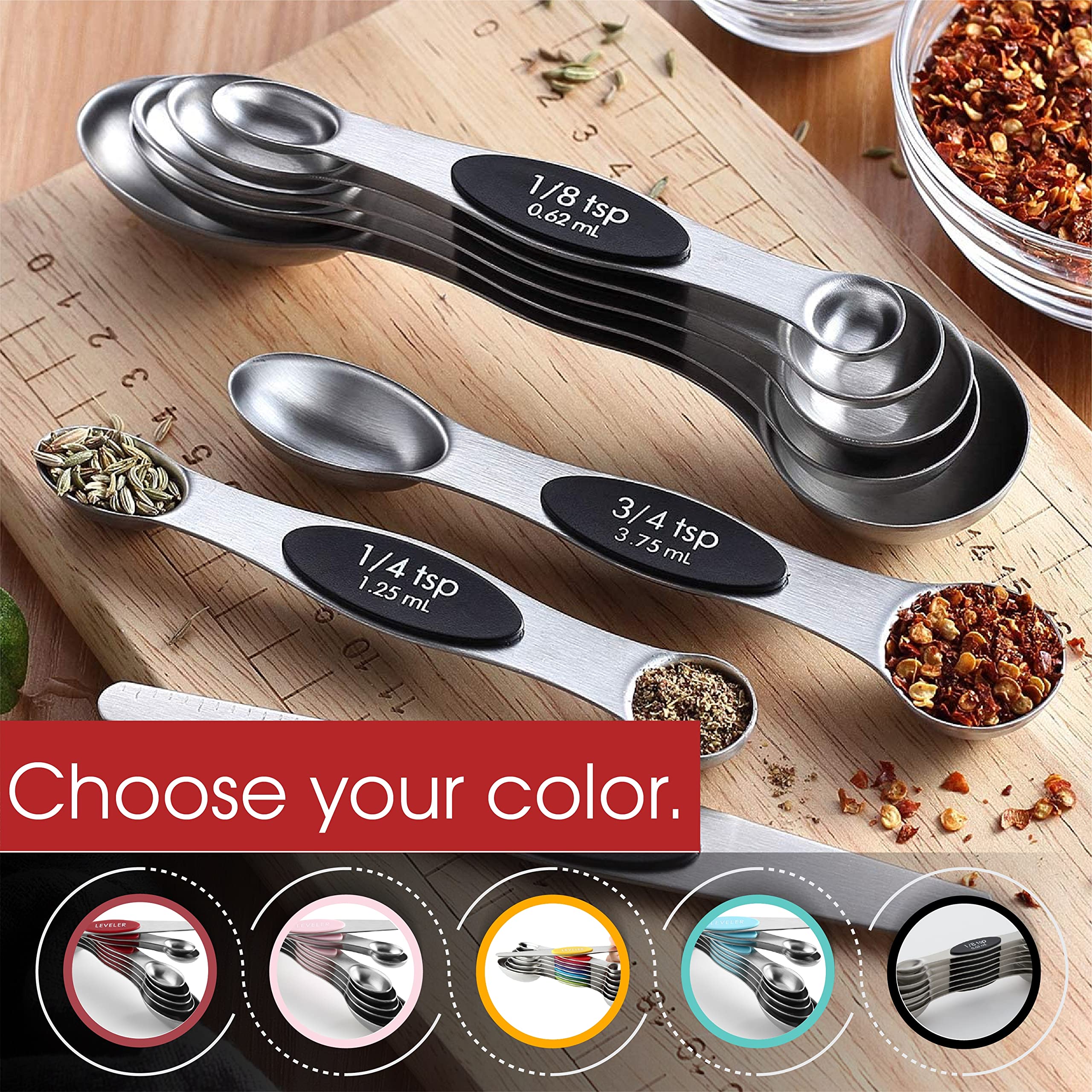 Spring Chef Magnetic Measuring Spoons Set with Strong N45 Magnets, Heavy Duty Stainless St - Image 9