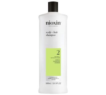 Nioxin Scalp + Hair Thickening System 2 Shampoo, For Natural Hair with Progressed Thinning, 16.9 fl oz (Packaging May Vary)