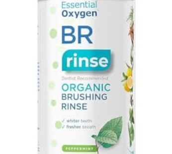 Essential Oxygen Certified BR Organic Brushing Rinse, All Natural Mouthwash for Whiter Teeth, Fresher Breath, and Happier Gums, Alcohol-Free Oral Care, Peppermint, 32 Ounce
