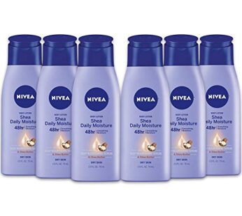 NIVEA Shea Nourish Body Lotion, Dry Skin Lotion with Shea Butter, Pack of 6, 2.5 Fl Oz Travel Size Toiletries