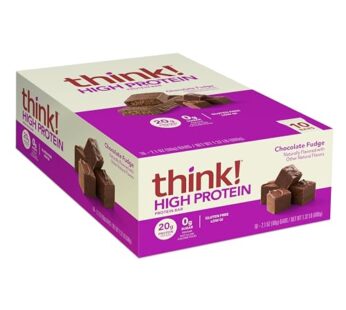 think! Protein Bars, High Protein Snacks, Gluten Free, Kosher Friendly, Chocolate Fudge, Nutrition Bars, 2.1 Oz per Bar, 10 Count (Packaging May Vary)