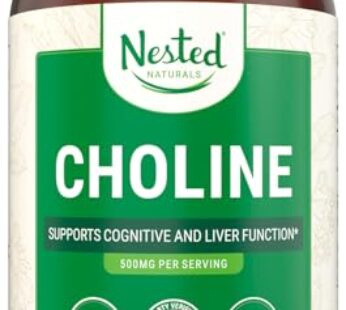 Nested Naturals Choline Bitartrate 500mg – High Potency Choline Supplements – Supports Cognitive Performance & Liver Function – 100% Vegan & Non-GMO Choline – 90 Vegan Capsules