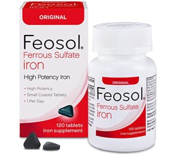 Feosol Original Iron Supplement Tablets, Non-heme, 325mg Ferrous Sulfate (65mg Elemental Iron) per Iron Pill, 1 Per Day, 120ct, 4 Month Supply, for Energy and Immune System Support, Made in USA