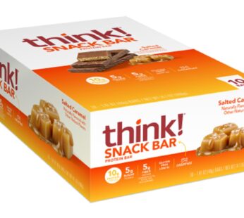 think! Protein Bars with Chicory Root for Fiber, Digestive Support, Gluten Free with Whey Protein Isolate, Salted Caramel, Snack Bars Without Artificial Sweeteners, 1.4 Oz (10 Count)
