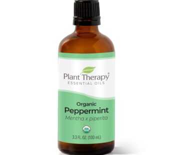 Plant Therapy Organic Peppermint Essential Oil 100% Pure, USDA Certified Organic, Undiluted, Natural Aromatherapy, for Diffusion, Skin, Hair, Therapeutic Grade 100 mL (3.3 oz)