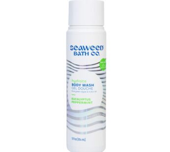 Seaweed Bath Co. Hydrate Body Wash, Eucalyptus Peppermint Scent, 12 Ounce, Shower Gel for Men & Women, Vegan, Paraben Free, Sulfate Free, Cruelty Free