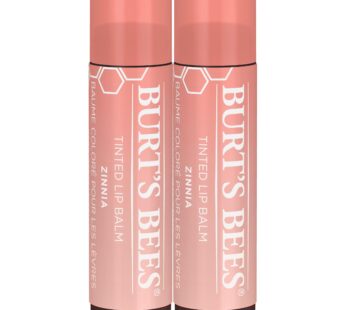 Burt’s Bees Lip Tint Balm with Long Lasting 2 in 1 Duo Tinted Balm Formula, Color Infused with Deeply Hydrating Shea Butter for a Natural Looking Buildable Finish, Raspberry Zinnia (2-Pack)