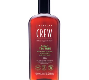 American Crew Shampoo, Conditioner & Body Wash for Men, 3-in-1, Tea Tree Scent, 15.2 Fl Oz