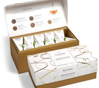 Tea Forte Presentation Box Winter Chalet Tea Sampler Gift Set, 20 Assorted Variety Handcrafted Pyramid Tea Infuser Bags with Winter Spiced Teas