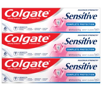 Colgate Sensitive Toothpaste, Complete Protection, Mint – 6 Ounce (Pack of 3)
