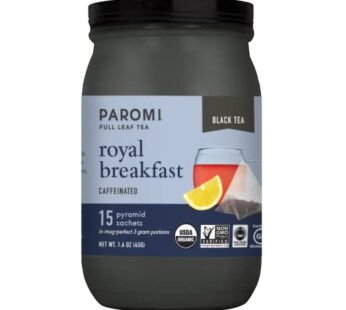 Paromi Royal Breakfast Organic Black Tea, Signature Jar, 15 Count