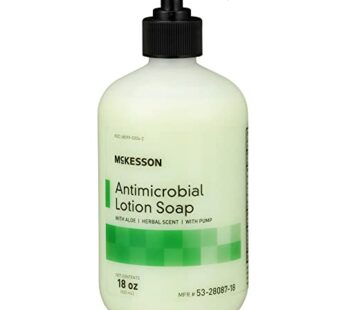 McKesson Antimicrobial Lotion Soap with Pump, Aloe, Herbal Scent, 18 oz, 1 Count