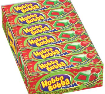 Hubba Bubba Gum (18 Pack) Max Bubble Gum Strawberry Watermelon Flavored Chewing Gum, 5 Piece